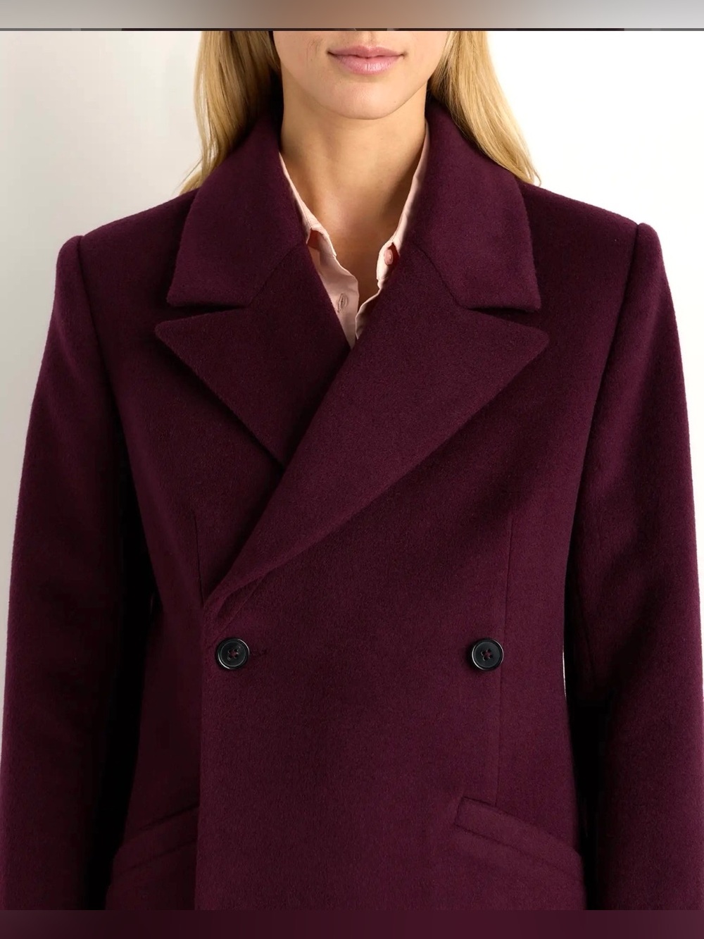 NWT Quince Women’s S Wool Cashmere Tailored Long Coat Burgundy - Picture 2 of 11
